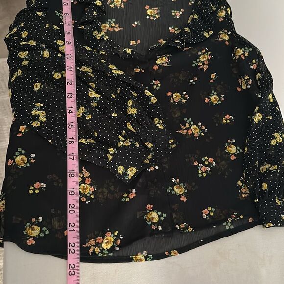 Zara Women’s Sheer Floral V-neck Ballon Sleeve Blouse Cottagecore Size M - Picture 10 of 10
